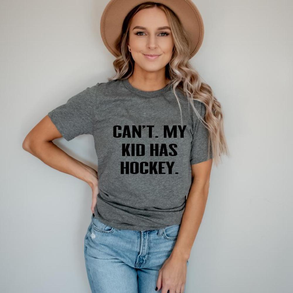 Can't My Kid Has Hockey Tee Adult Tee Made in Canada Bamboo Baby and Kids Clothing