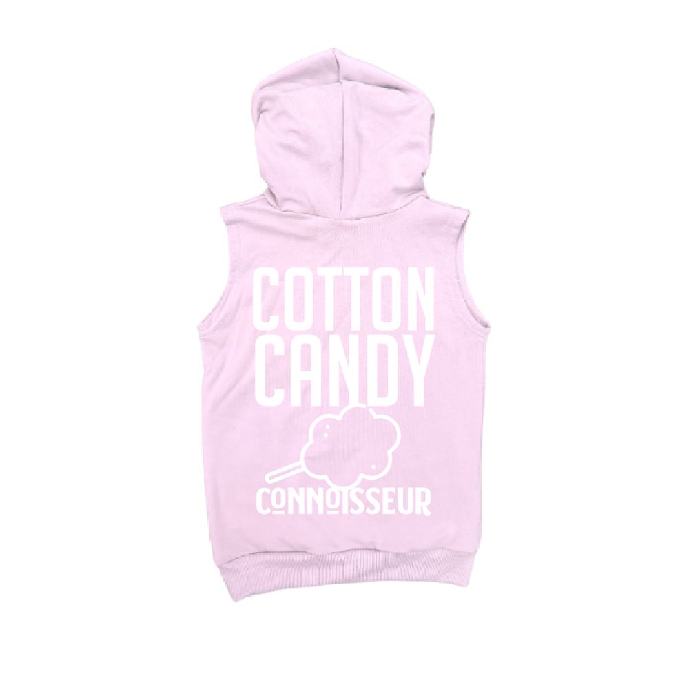 Cotton Candy Connoisseur Sleeveless Hoodie Sleeveless Hoodie Made in Canada Bamboo Baby and Kids Clothing