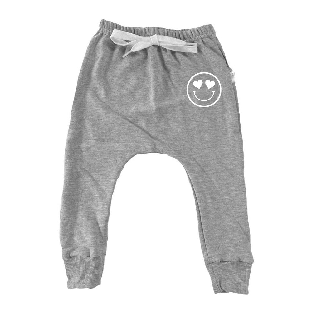 Heart Smiley Face Joggers Joggers Made in Canada Bamboo Baby and Kids Clothing