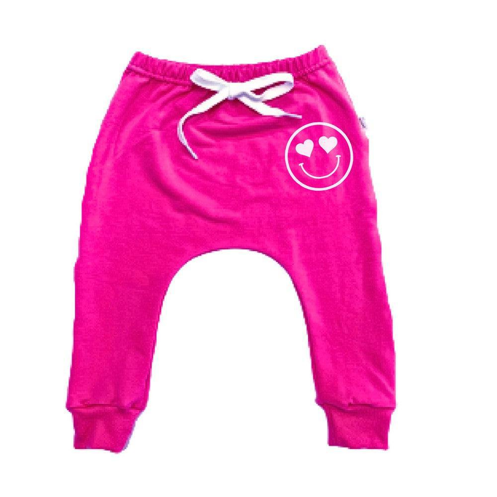 Heart Smiley Face Joggers Joggers Made in Canada Bamboo Baby and Kids Clothing