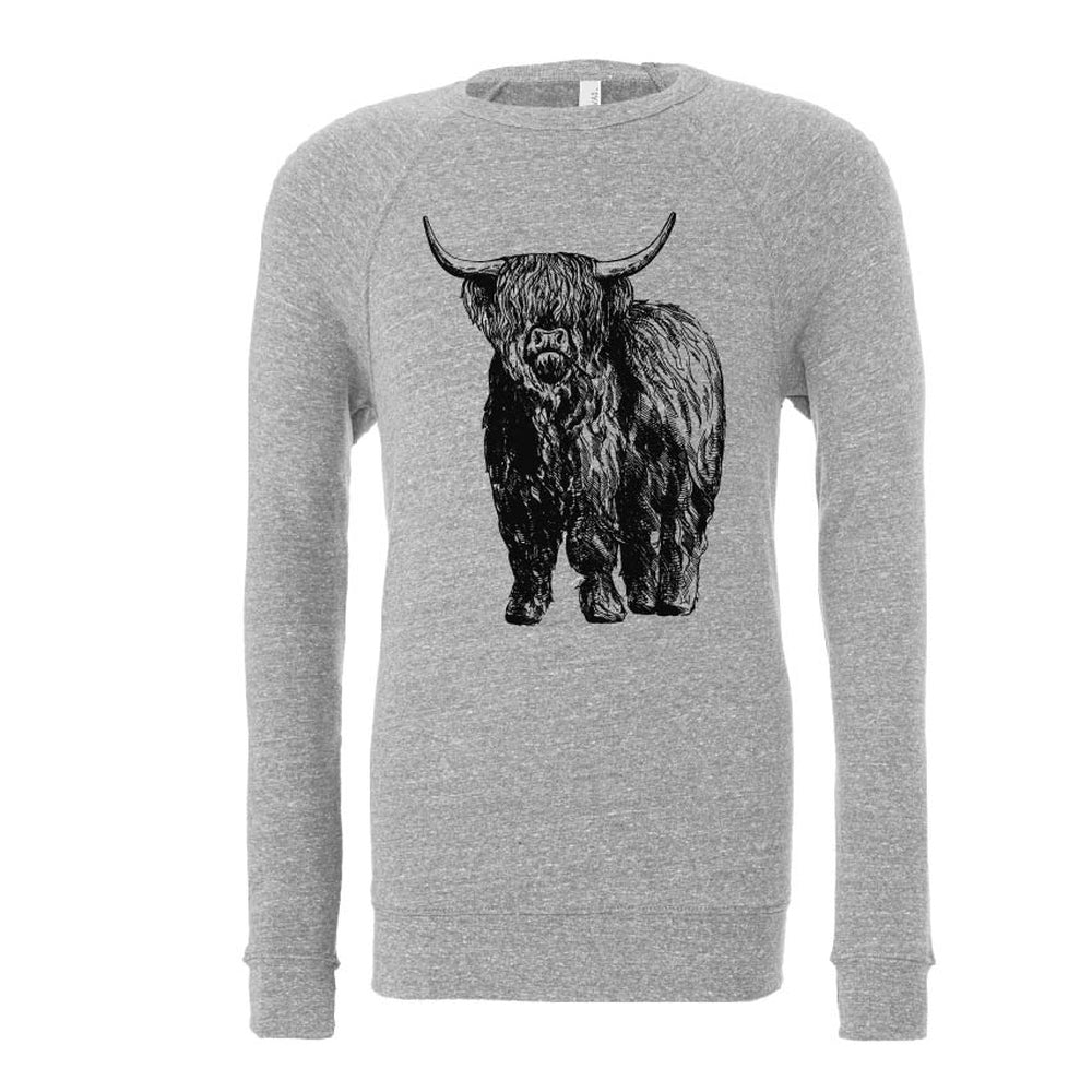 Highland Cow Adult Sweatshirt Adult Sweatshirt Made in Canada Bamboo Baby and Kids Clothing