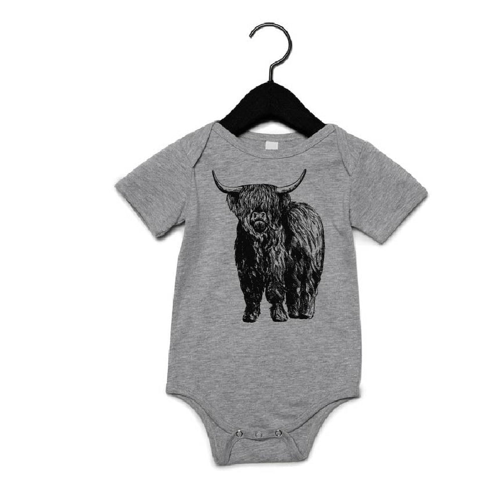 Highland Cow Tee Tee Made in Canada Bamboo Baby and Kids Clothing
