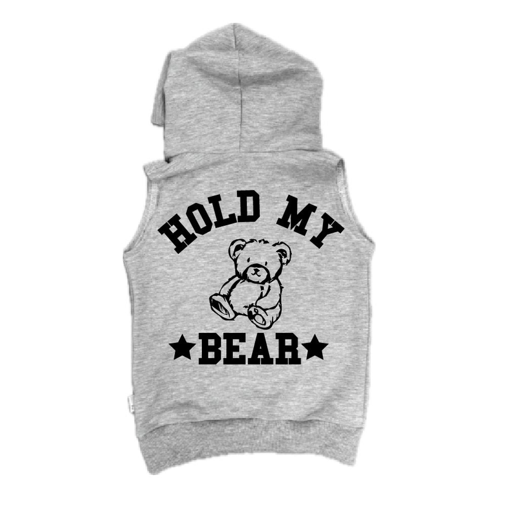 Hold My Bear Sleeveless Hoodie Sleeveless Hoodie Made in Canada Bamboo Baby and Kids Clothing