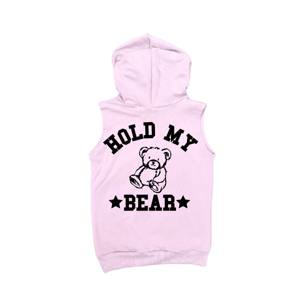 Hold My Bear Sleeveless Hoodie Sleeveless Hoodie Made in Canada Bamboo Baby and Kids Clothing