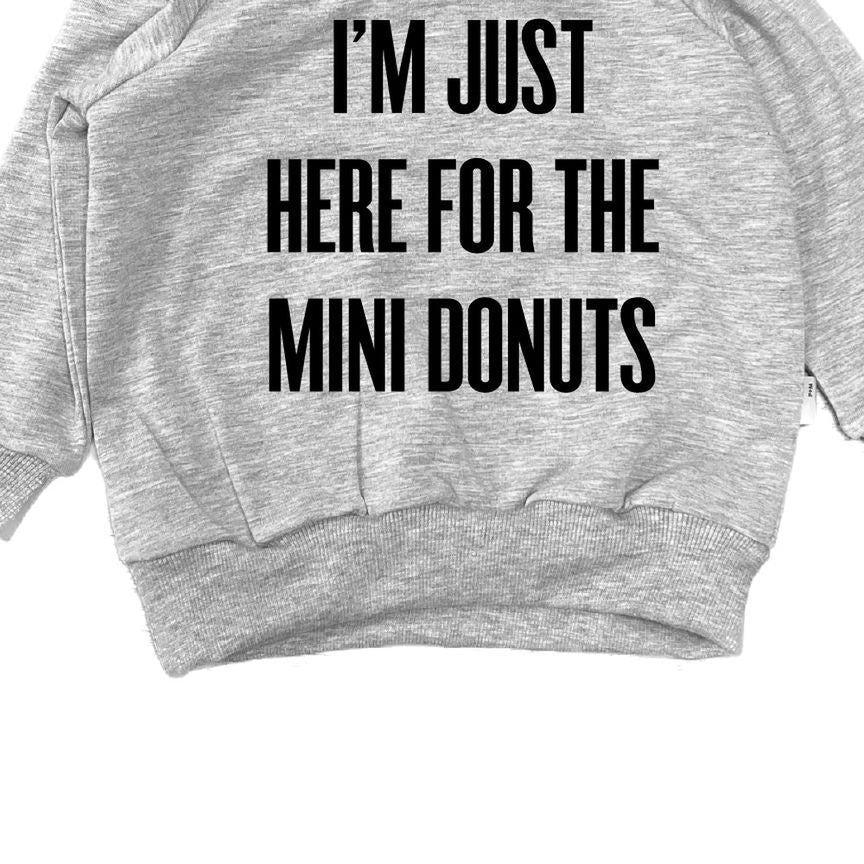I'm Just Here For The Mini Donuts Hoodie Hoodie Made in Canada Bamboo Baby and Kids Clothing