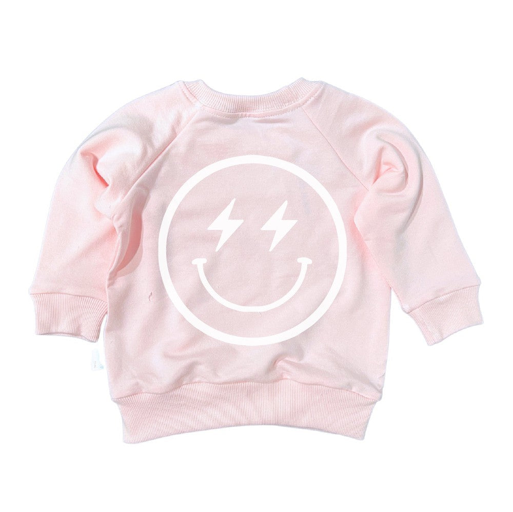 Lightning Smiley Face Sweatshirt Sweatshirt Made in Canada Bamboo Baby and Kids Clothing