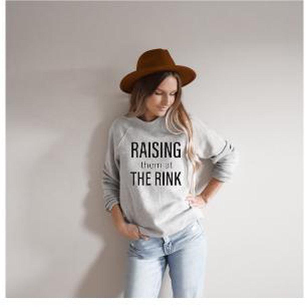 Modern Raising Them at the Rink Sweatshirt Adult Sweatshirt Made in Canada Bamboo Baby and Kids Clothing