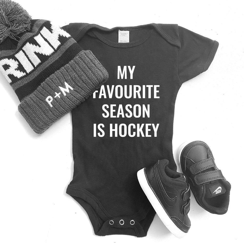 My Favourite Season is Hockey Tee Tee Made in Canada Bamboo Baby and Kids Clothing