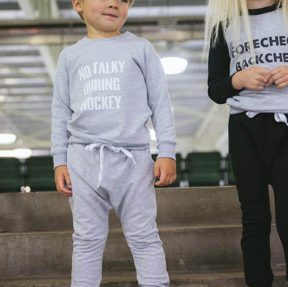 No Talky During Hockey® Sweatshirt Sweatshirt Made in Canada Bamboo Baby and Kids Clothing