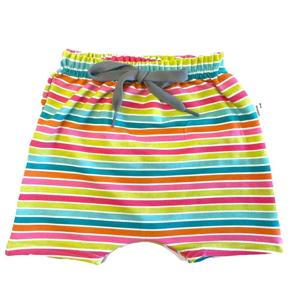 Rainbow Stripe Harem Shorts Harem Shorts Made in Canada Bamboo Baby and Kids Clothing