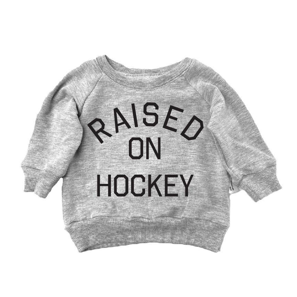 Raised on Hockey Sweatshirt Sweatshirt Made in Canada Bamboo Baby and Kids Clothing