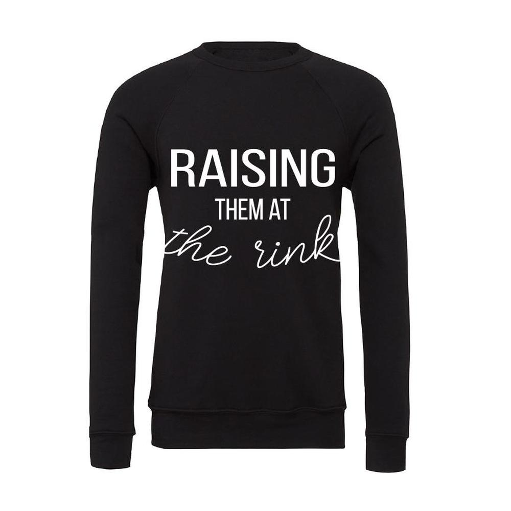 Raising Them at the Rink Sweatshirt Black Adult Sweatshirt Made in Canada Bamboo Baby and Kids Clothing