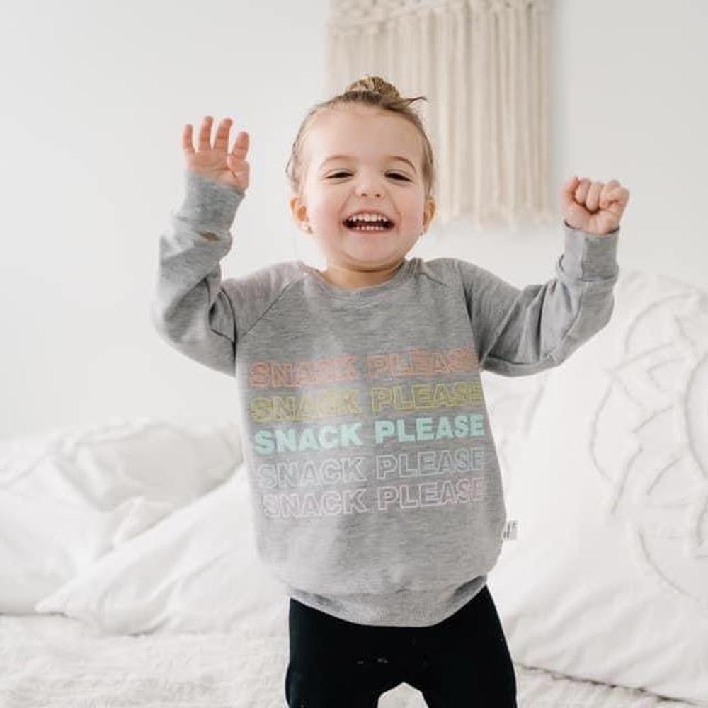 Snack Please Rainbow Sweatshirt Sweatshirt Made in Canada Bamboo Baby and Kids Clothing