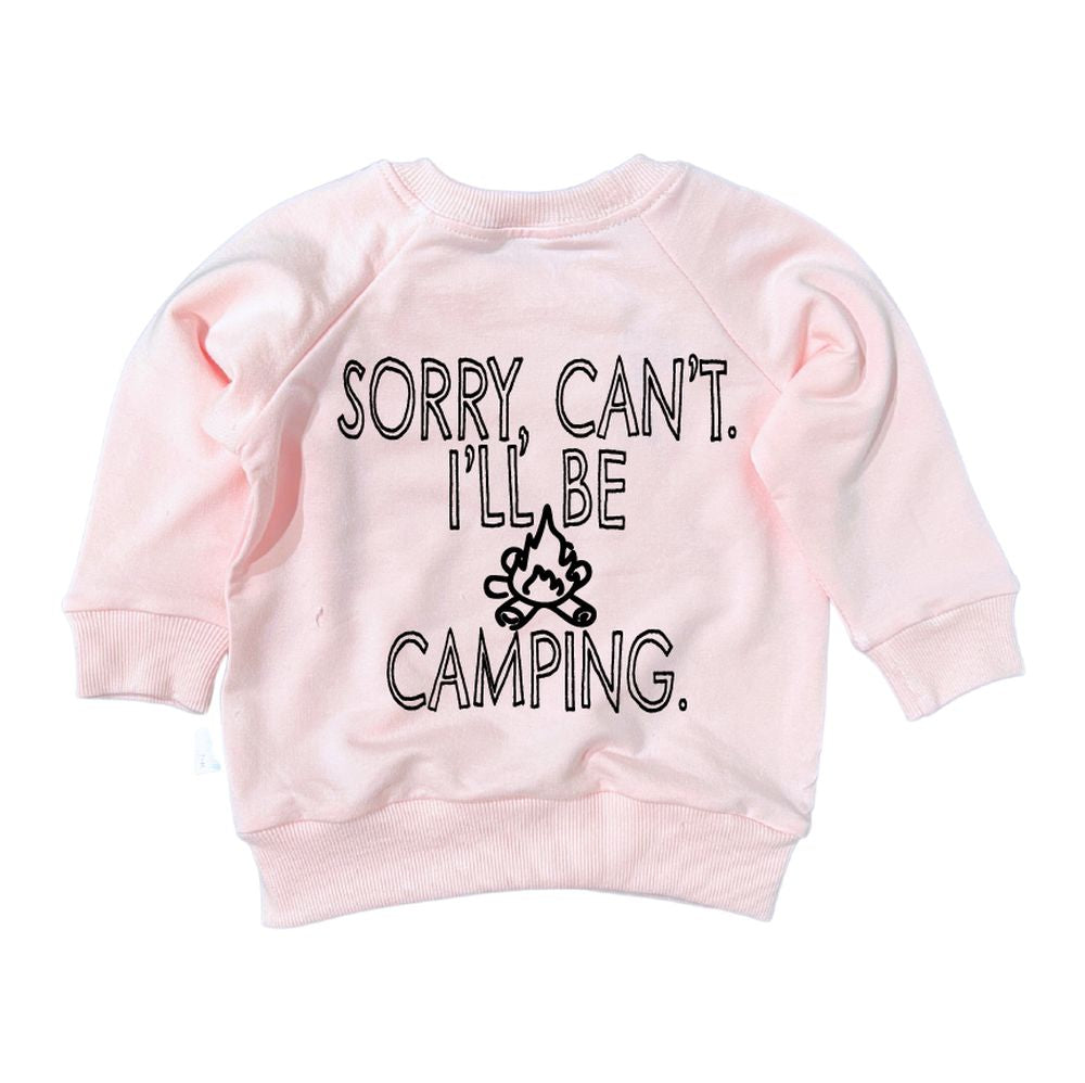 Sorry, Can't. I'll Be Camping Sweatshirt Sweatshirt Made in Canada Bamboo Baby and Kids Clothing