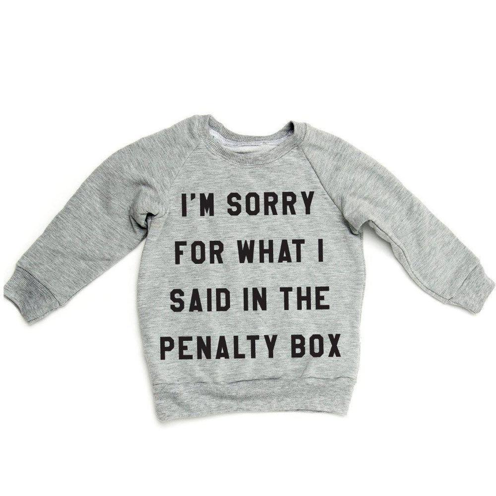 Sorry/Penalty Box Sweatshirt Sweatshirt Made in Canada Bamboo Baby and Kids Clothing