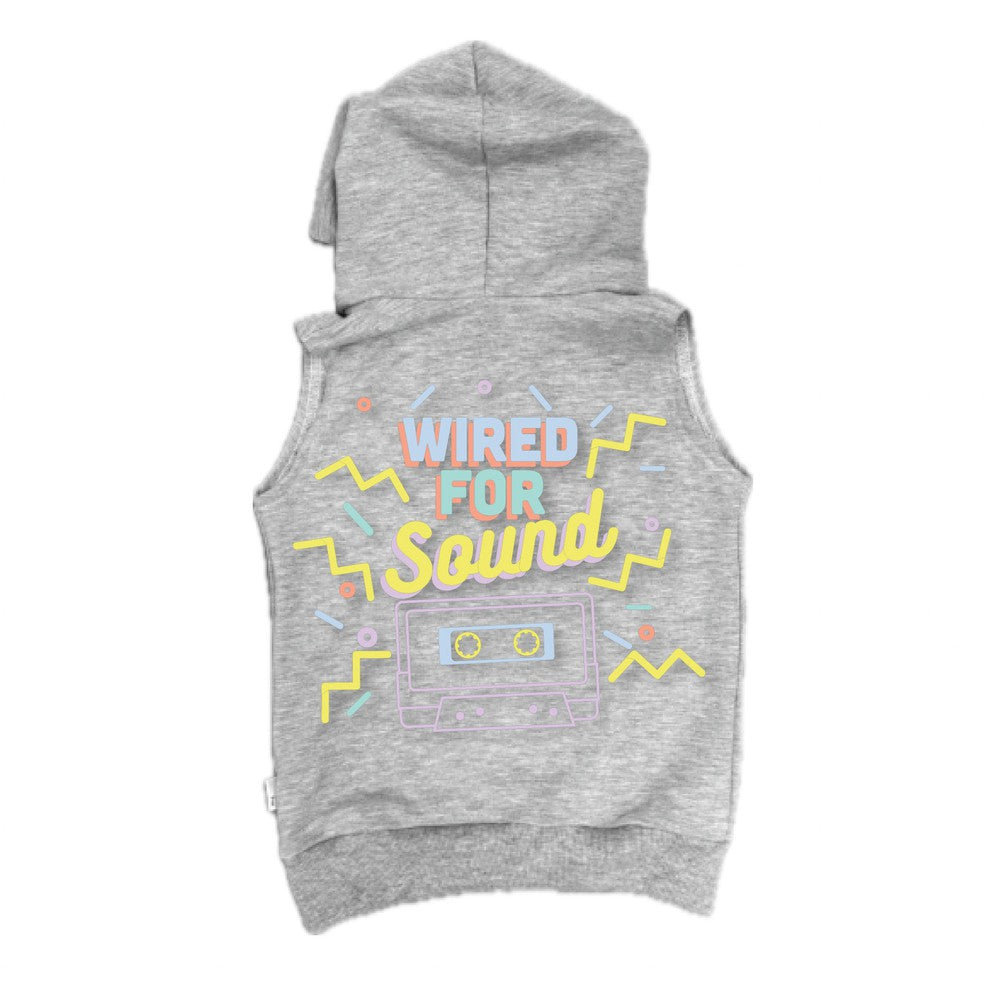 Wired for Sound Sleeveless Hoodie Sleeveless Hoodie Made in Canada Bamboo Baby and Kids Clothing