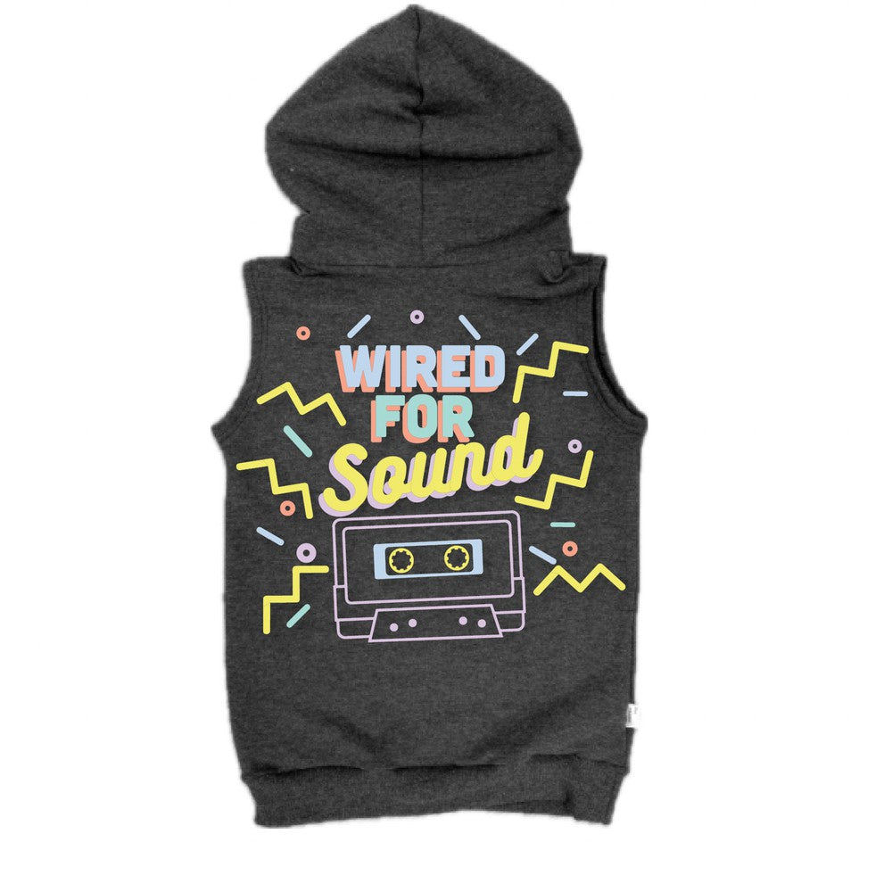 Wired for Sound Sleeveless Hoodie Sleeveless Hoodie Made in Canada Bamboo Baby and Kids Clothing